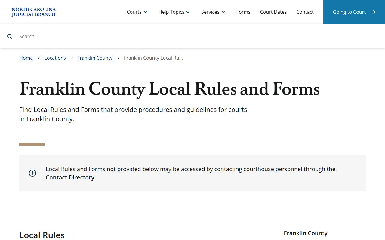 Franklin County court records local rules and forms page