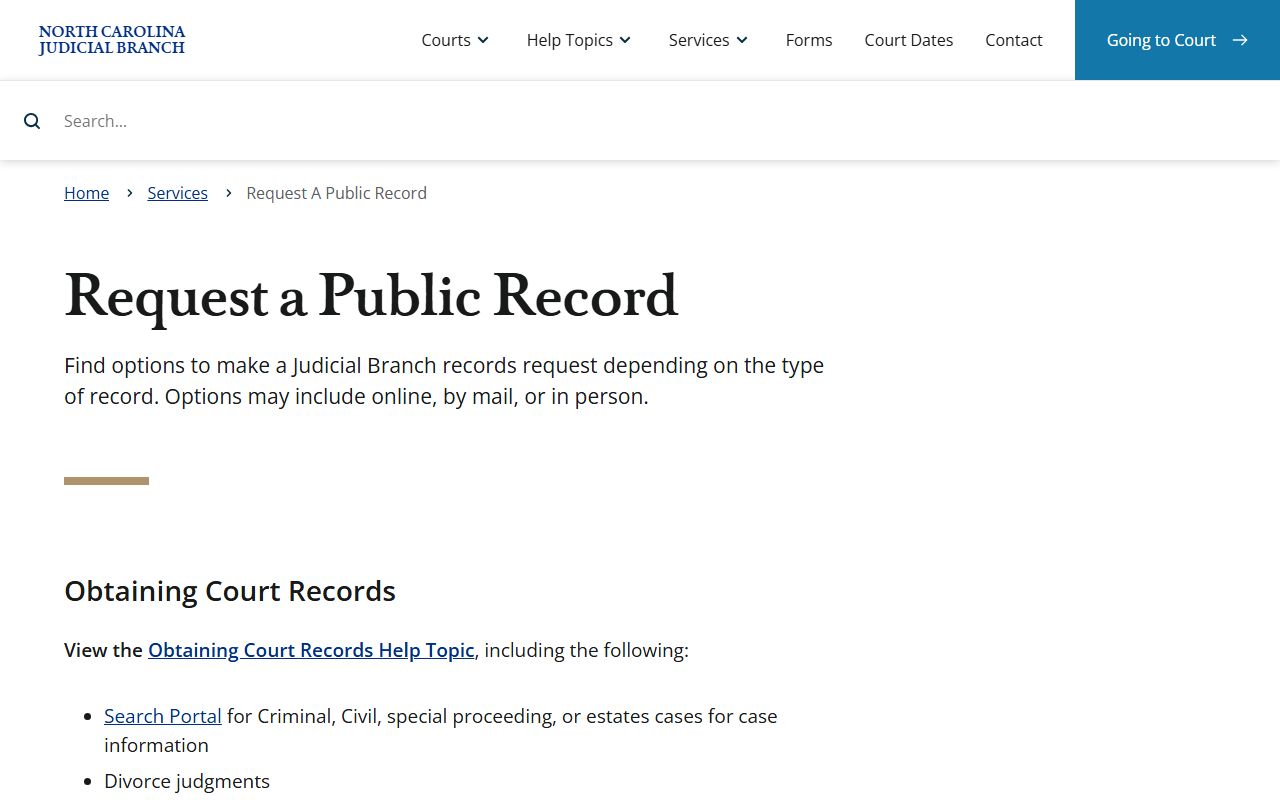 Franklin County court records Judicial Branch public records request page