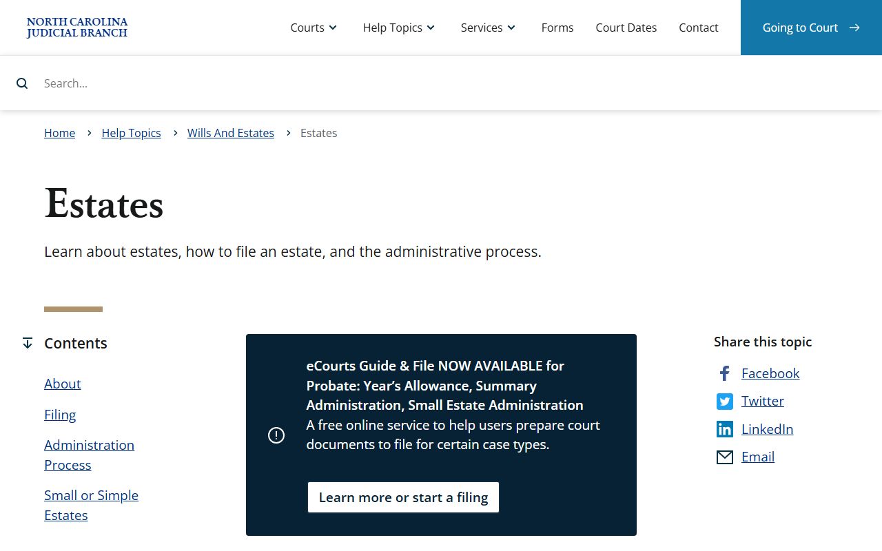 Franklin County probate records North Carolina estates page