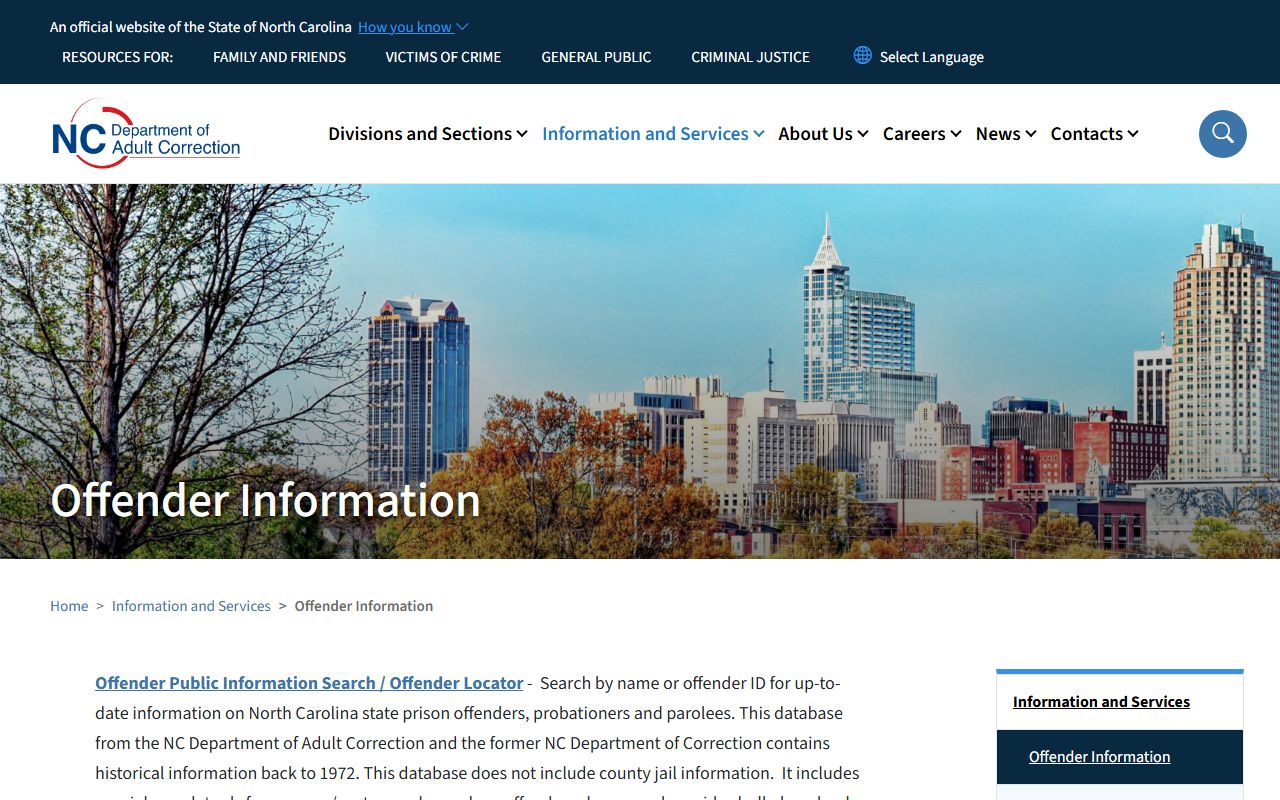 Franklin County traffic court records NC DAC offender search page